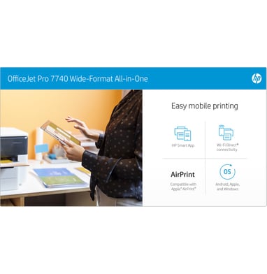 Imprimante Multifonction HP Officejet Pro 7740 Couleur A3 - G5J38A - Wi-Fi - Recto-verso - Scanner A3